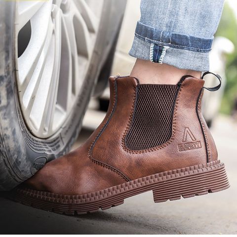 Bota Masculina de Couro Básica - Resistente a impactos