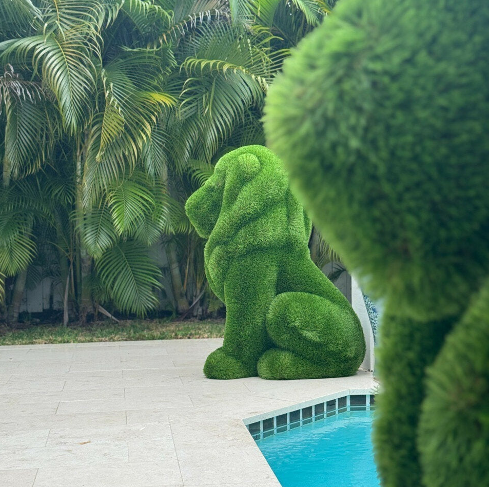 sentado león topiario