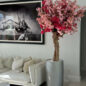 brillante plateado lisboa jardinera con personalizado hecho Tri Color rosa cerezo flor árbol