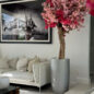 brillante plateado lisboa jardinera con personalizado hecho Tri Color rosa cerezo flor árbol