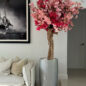 brillante plateado lisboa jardinera con personalizado hecho Tri Color rosa cerezo flor árbol