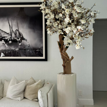 brillante beige st. tropez jardinera con personalizado hecho magnolia árbol
