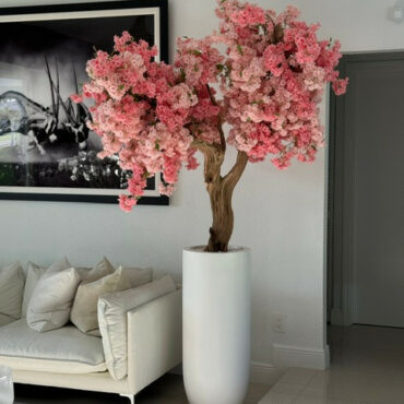 mate blanco st. tropez jardinera con personalizado hecho rosa cerezo flor árbol