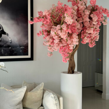 mate blanco st. tropez jardinera con personalizado hecho rosa cerezo flor árbol