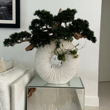 grande eternidad jarrón con colgante bonsái árbol y madera-a-la-deriva