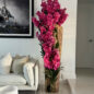 grande vivo borde teca jarrón con rosa vanda orquídeas